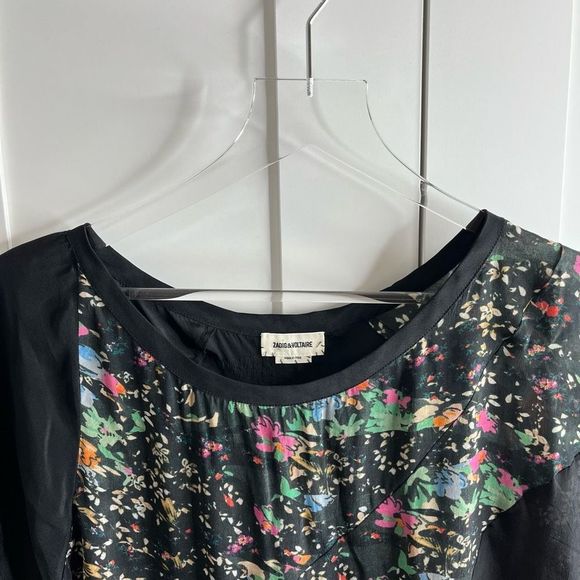 Zadig & Voltaire Toleac Short sleeve silk abstract print top small - Picture 5 of 9